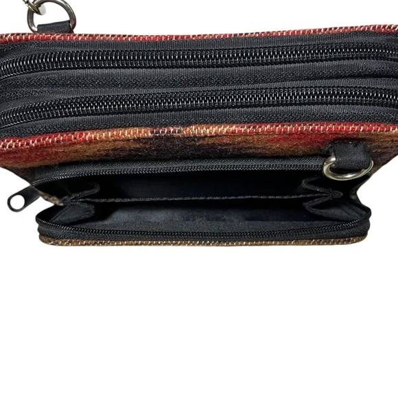 Pendleton Crossbody Southwest Aztec Wool Brown Red Wallet Organizer Clutch